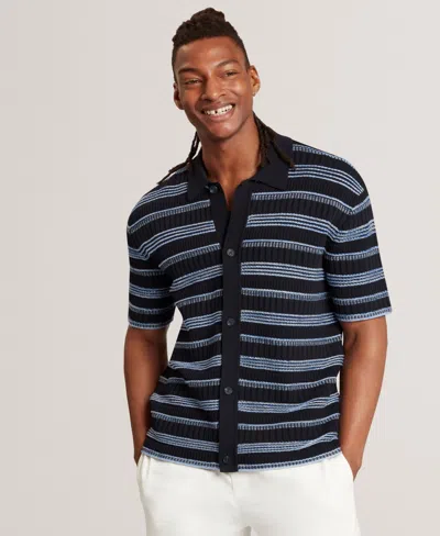 Ted Baker Men's Textured Pattern Short-sleeve Shirt In Blue