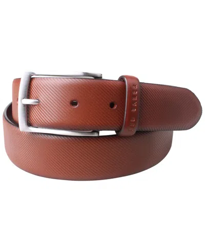 Ted Baker Men's Twill Leather Dress Belt In Cognac