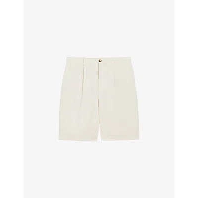 Ted Baker Mens White Fulhum Front-pleat Regular-fit Cotton Shorts