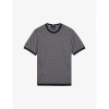 Ted Baker Mens Black Finity Geometric-jacquard Cotton T-shirt
