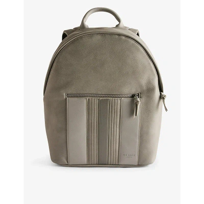 Ted Baker Mens Lt-grey Esentle Stripe-design Faux-leather Backpack