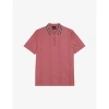 Ted Baker Mens Mid-pink Orbite Contrast-trim Stretch-cotton Polo Shirt