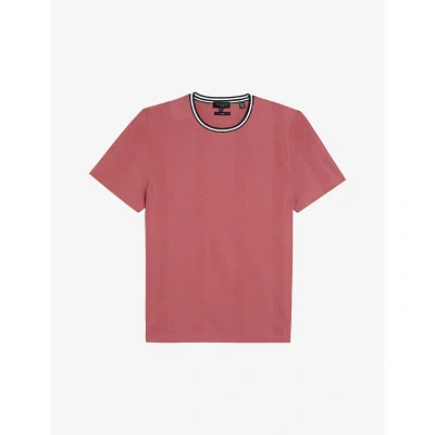 Ted Baker Mens Mid-pink Rousel Jacquard Stretch-cotton T-shirt