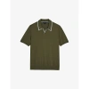 Ted Baker Mens Olive Open-neck Short-sleeved Stretch-cotton Polo Shirt