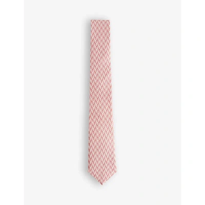 Ted Baker Mens Pink Lacebt Geometric-print Silk Tie