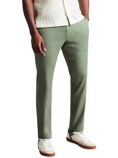 Ted Baker Mens Smocked Linen Trouser Pants In Green