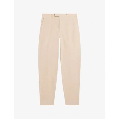 Ted Baker Mens Taupe Rufust Textured Tapered-leg Stretch-cotton Trousers