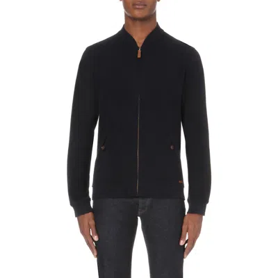 Ted Baker Mens  Textured Knitted Bomber Jacket In Blue