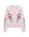 Ted Baker Meralll Woven Front Printed Cardigan In Light Pink