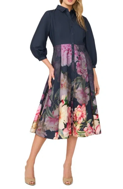 Ted Baker Meredith Placed Floral Cotton Midi Shirtdress In Multi