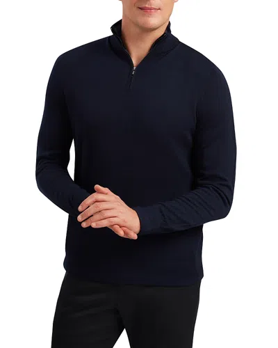 Ted Baker Merino Quarter Zip Sweater In Navy