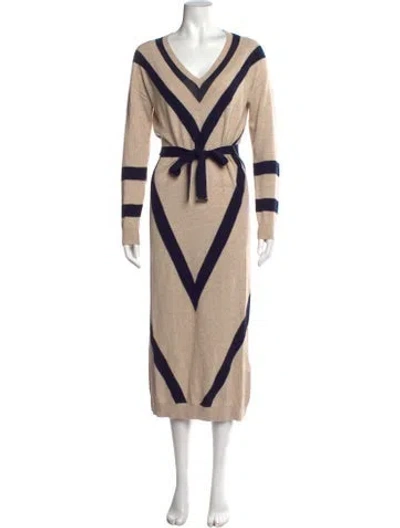Pre-owned Ted Baker Merino Wool Long Dress In Neutral