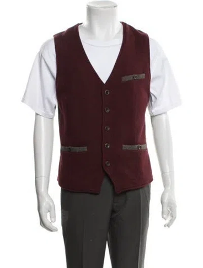 Pre-owned Ted Baker Merino Wool Vest In Burgundy