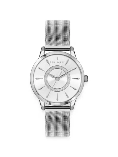 Ted Baker Mesh Strap 33mm Watch In Metallic