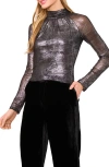 Ted Baker Metalllic Ruched Turtleneck Top In Black