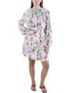 Ted Baker Metropolis Womens Tie Neck Midi Shift Dress In White