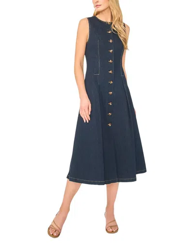 Ted Baker Mia Collarless Midi Dress In Blue