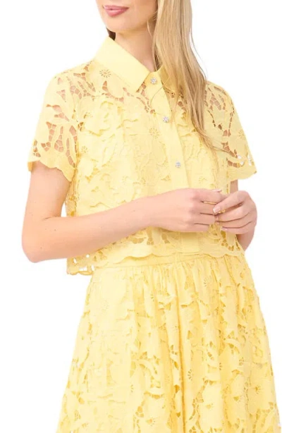 Ted Baker Micah Lace Embroidered Button-up Top In Yellow