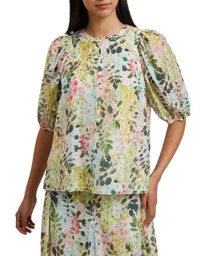 Ted Baker Micha Puffed Sleeve Top In Ivory