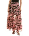 Ted Baker Womens Black Allesaa Floral-print Tiered Recycled-polyester Maxi Skirt In Black