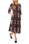 Ted Baker Mina Floral Print Midi Dress In Black