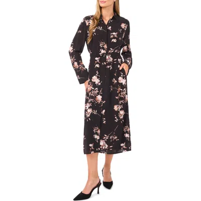 Ted Baker Mina Long Sleeve Midi Shirtdress In Black