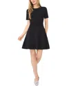Ted Baker Short Sleeve Round Neck Mini Flare Dress In Black