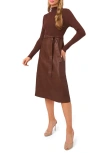 Ted Baker Mixed Media Long Sleeve Dress In Brown