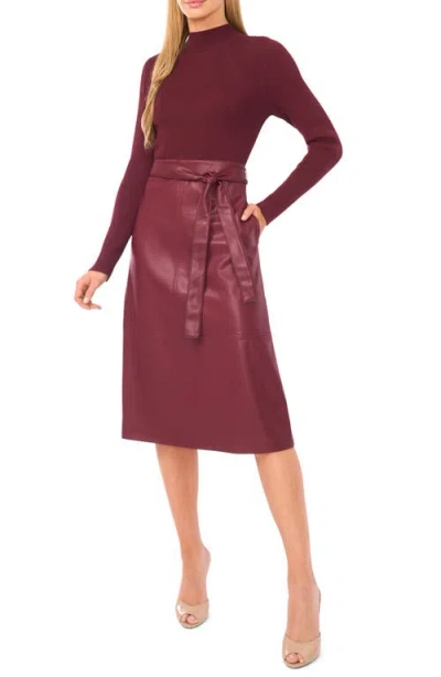 Ted Baker Mixed Media Long Sleeve Dress In Red