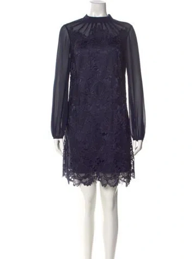 Pre-owned Ted Baker Mock Neck Knee-length Dress In Blue