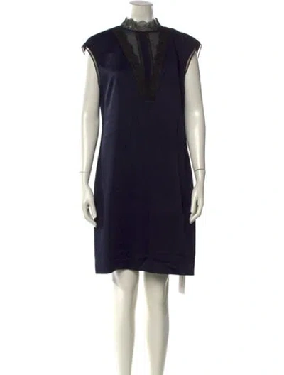 Pre-owned Ted Baker Mock Neck Knee-length Dress In Blue