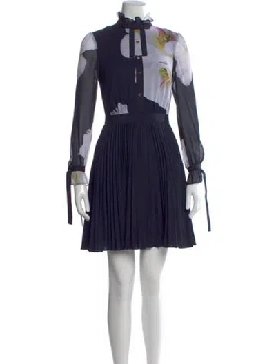 Pre-owned Ted Baker Mock Neck Knee-length Dress In Blue
