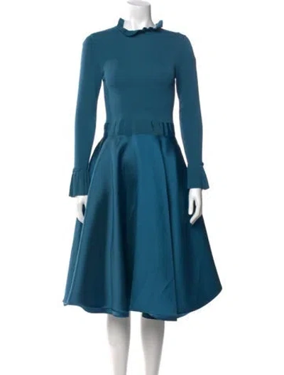 Pre-owned Ted Baker Mock Neck Knee-length Dress In Blue