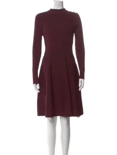Pre-owned Ted Baker Mock Neck Knee-length Dress In Burgundy