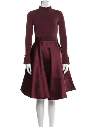 Pre-owned Ted Baker Mock Neck Knee-length Dress In Burgundy