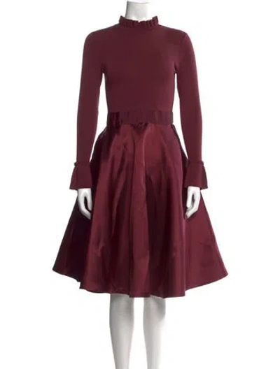 Pre-owned Ted Baker Mock Neck Knee-length Dress In Burgundy