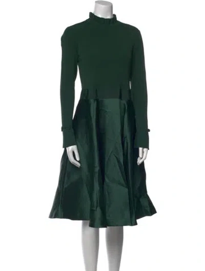 Pre-owned Ted Baker Mock Neck Knee-length Dress In Green