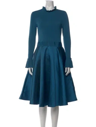 Pre-owned Ted Baker Mock Neck Knee-length Dress In Green