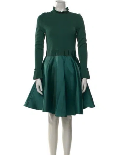 Pre-owned Ted Baker Mock Neck Knee-length Dress In Green