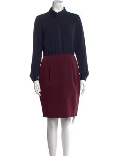 Pre-owned Ted Baker Mock Neck Knee-length Dress In Multi