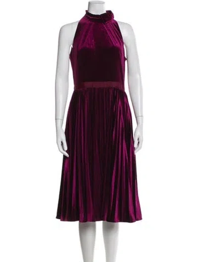 Pre-owned Ted Baker Mock Neck Knee-length Dress In Purple
