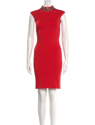 Pre-owned Ted Baker Mock Neck Knee-length Dress In Red