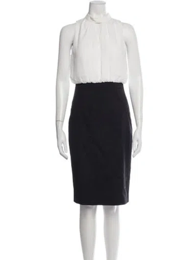 Pre-owned Ted Baker Mock Neck Knee-length Dress W/ Tags In Black/blue