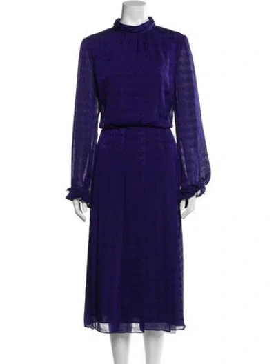 Pre-owned Ted Baker Mock Neck Long Dress In Blue