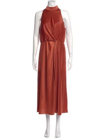 Pre-owned Ted Baker Mock Neck Long Dress In Orange
