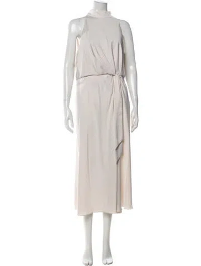 Pre-owned Ted Baker Mock Neck Long Dress In White