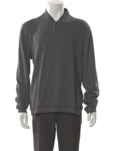 Pre-owned Ted Baker Mock Neck Long Sleeve Polo Sweater In Gray
