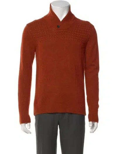 Pre-owned Ted Baker Mock Neck Long Sleeve Polo Sweater In Orange