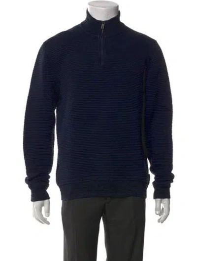 Pre-owned Ted Baker Mock Neck Long Sleeve Pullover In Blue