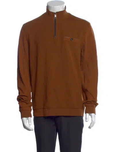 Pre-owned Ted Baker Mock Neck Long Sleeve Pullover In Brown